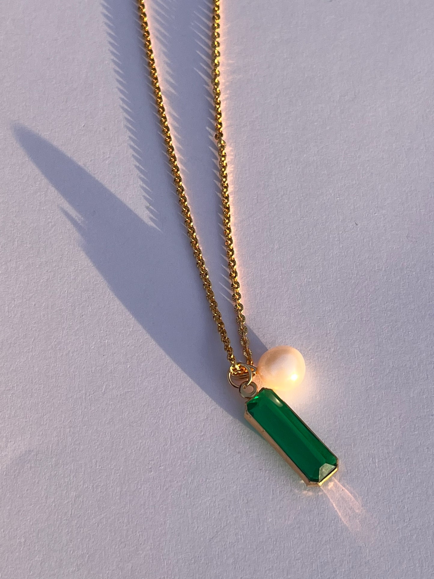 Joleen Emerald & Pearl Necklace