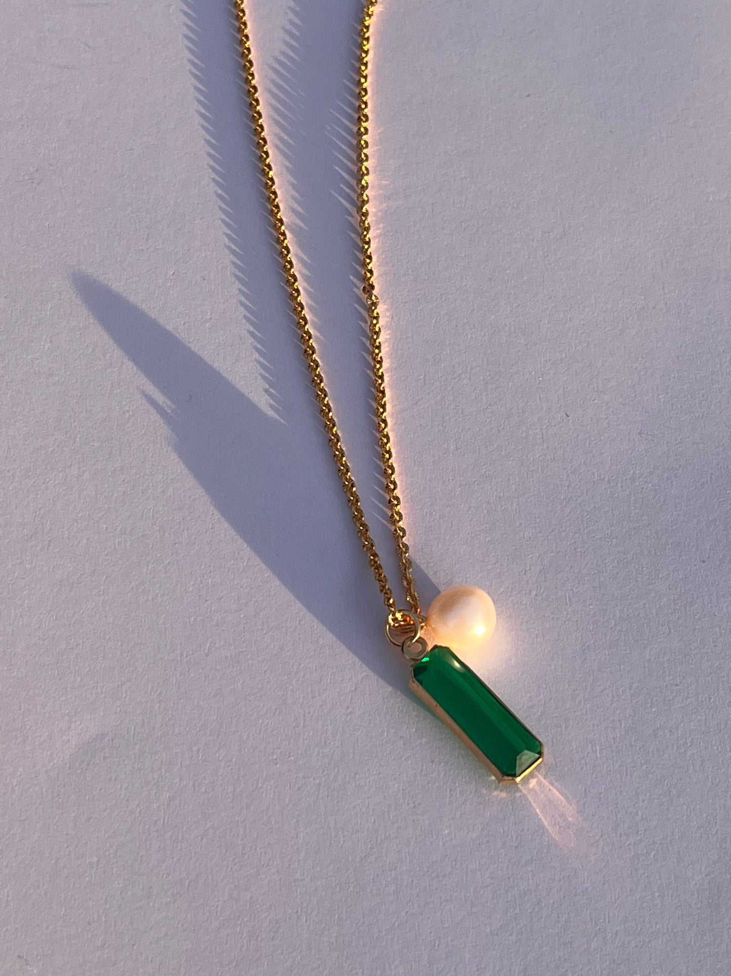 Joleen Emerald & Pearl Necklace