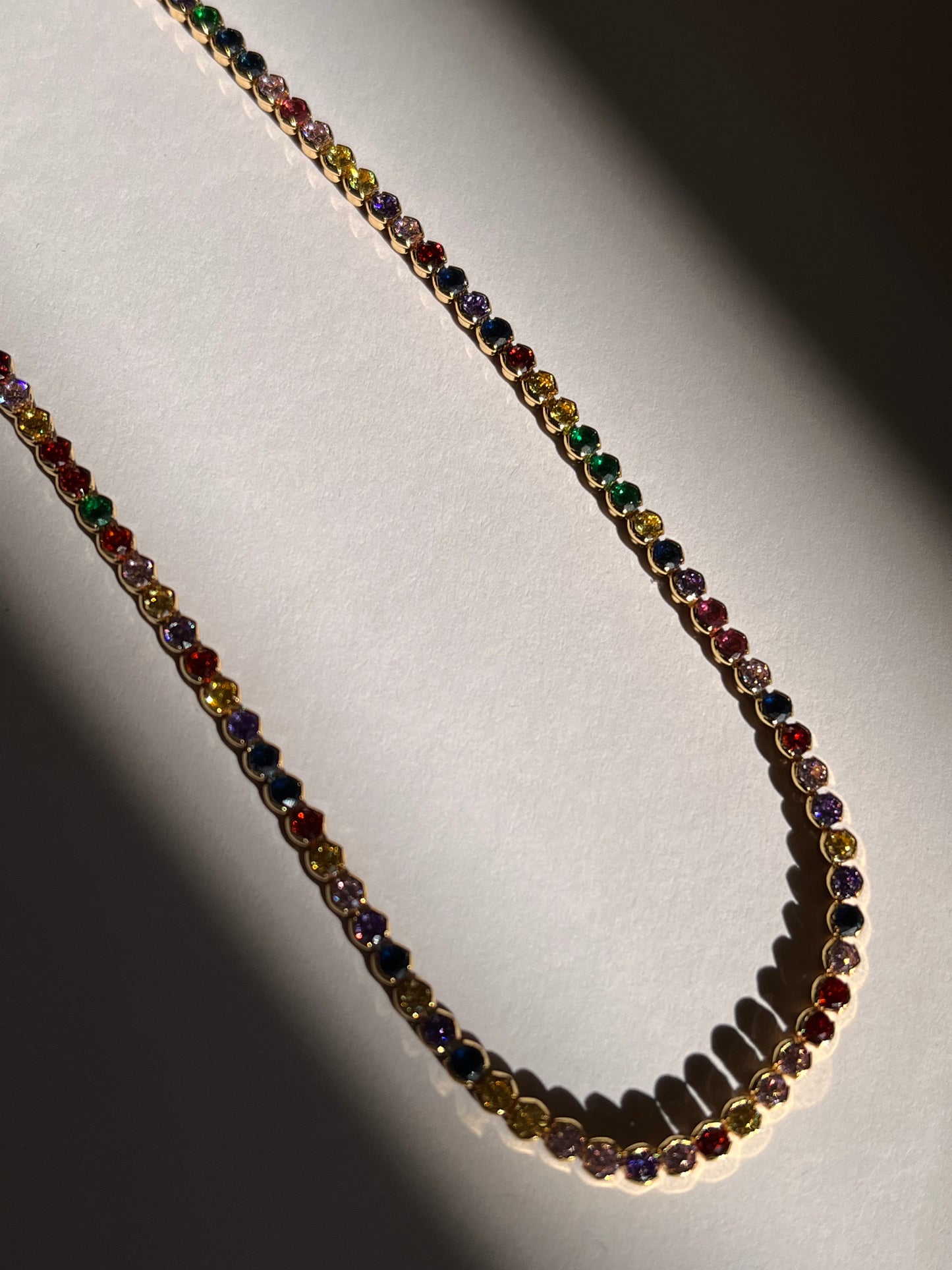 Rainbow Pave Tennis Necklace