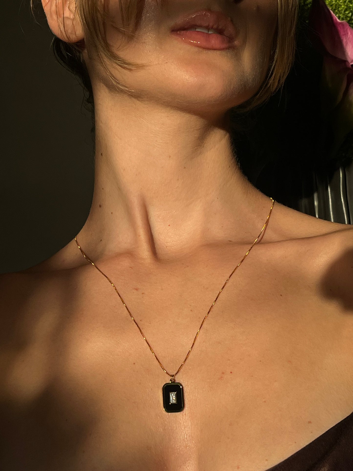 Onyx Bezel Pendant Necklace