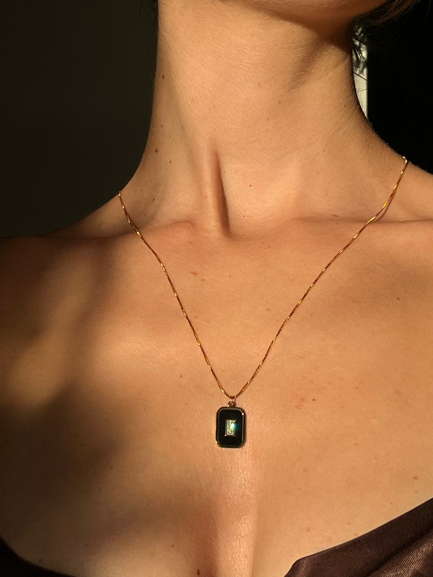 Onyx Bezel Pendant Necklace