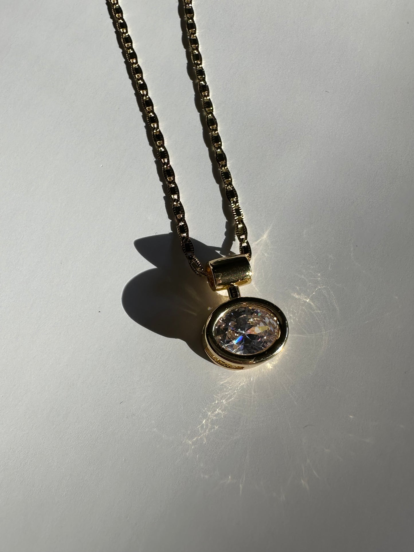 Bezel Set Oval Necklace