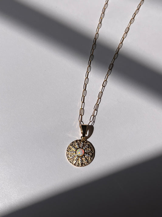 Opal Disc Necklace
