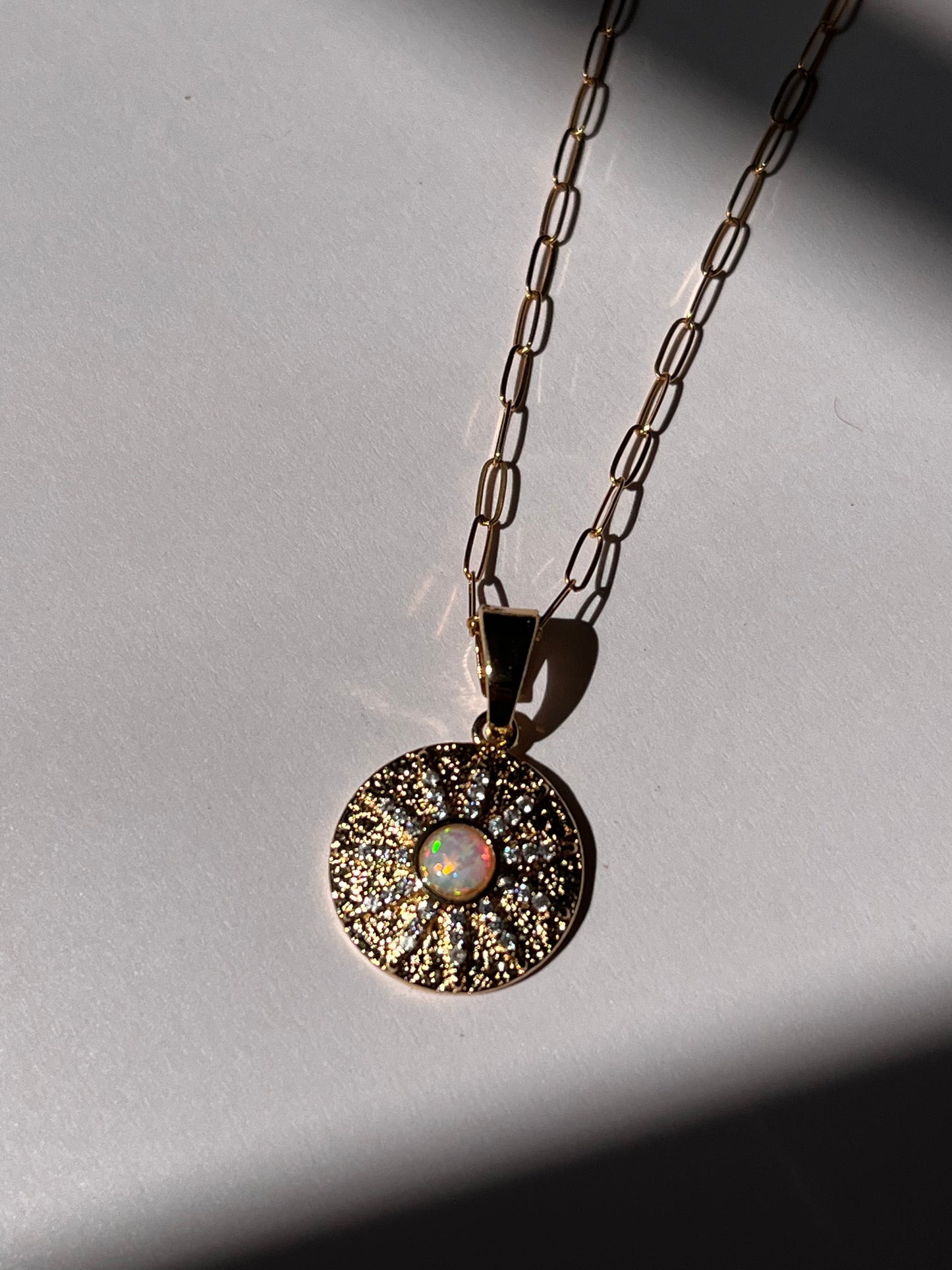 Opal Disc Necklace