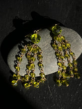 Load image into Gallery viewer, Vintage Green Beaded Chandelier Earrings
