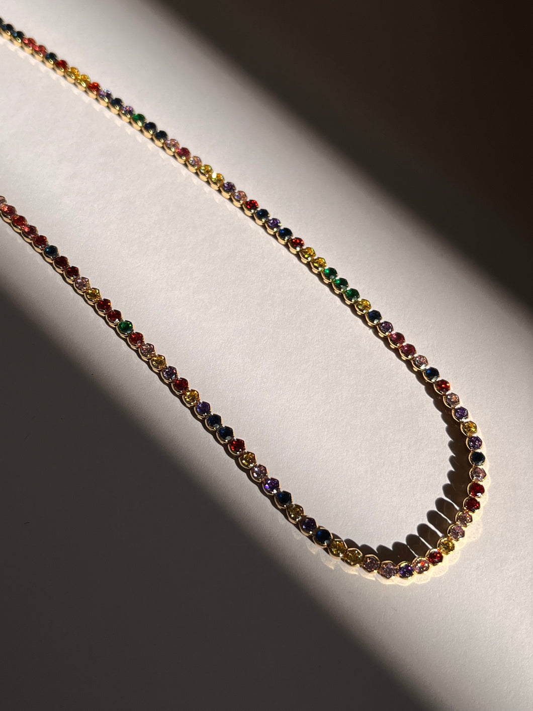 Rainbow Pave Tennis Necklace