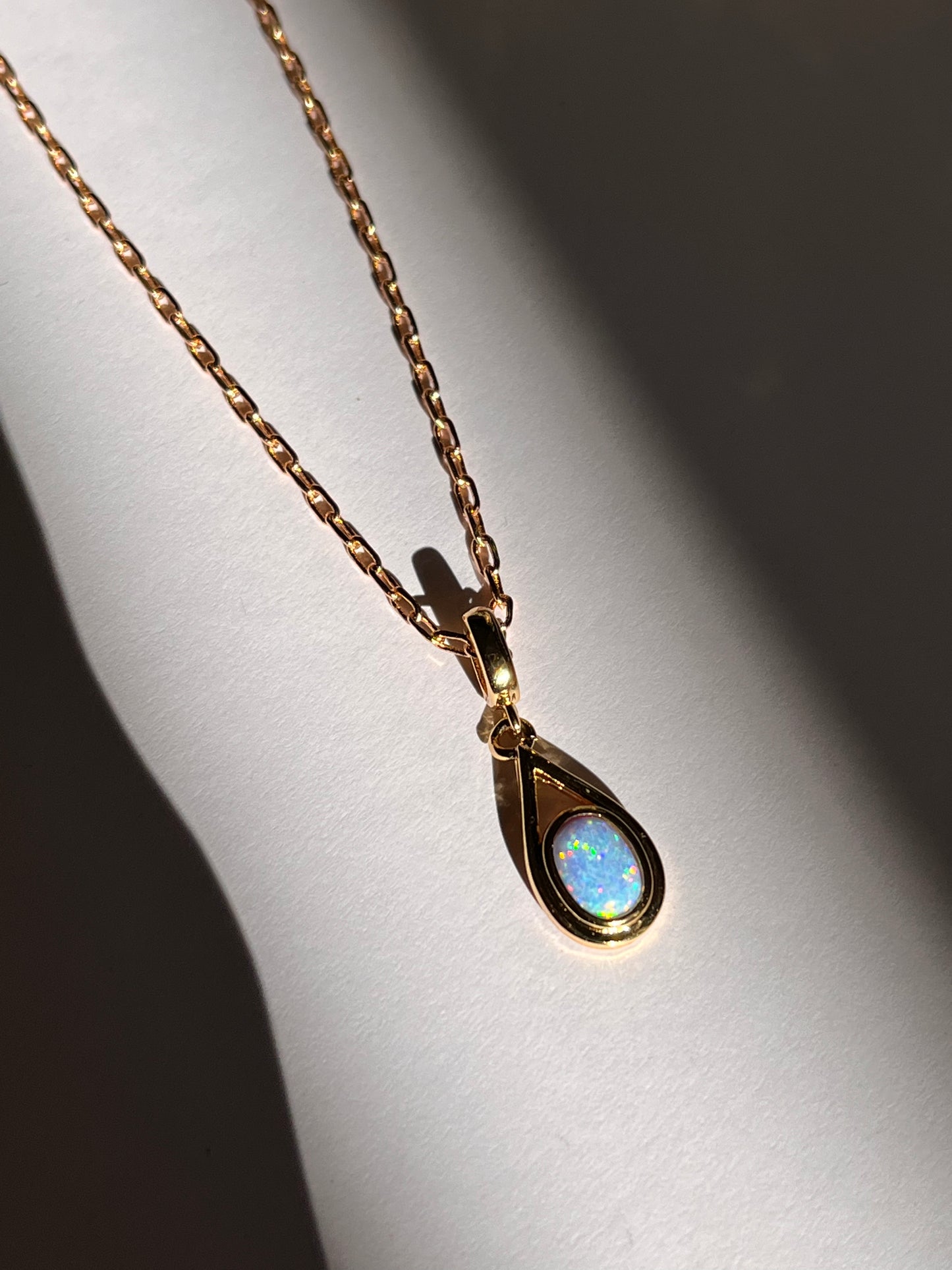 Blue Teardrop Opal Necklace